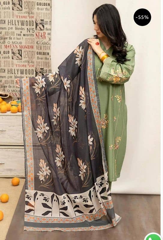 "Branded 3Pc Lawn Suit – Unstitched – Elegant & Stylish" 0