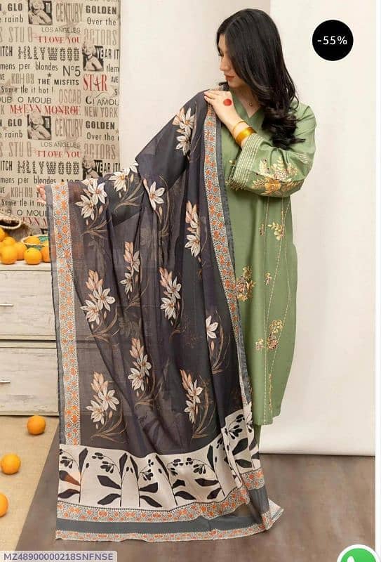 "Branded 3Pc Lawn Suit – Unstitched – Elegant & Stylish" 2