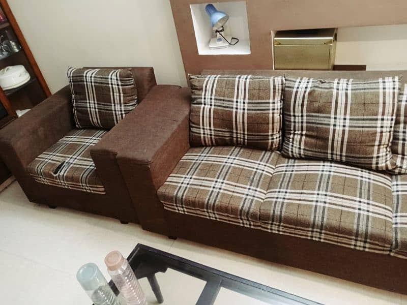 Brown color square design Sofa Set 6 seater 1