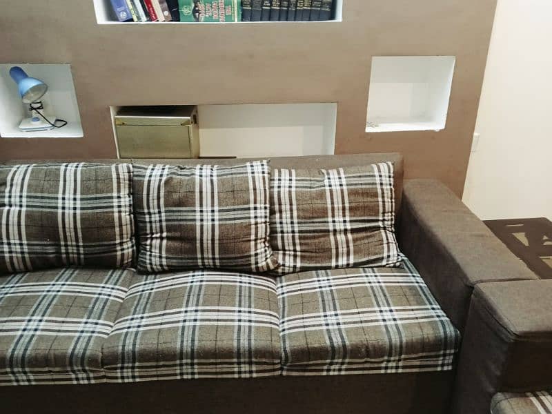 Brown color square design Sofa Set 6 seater 3