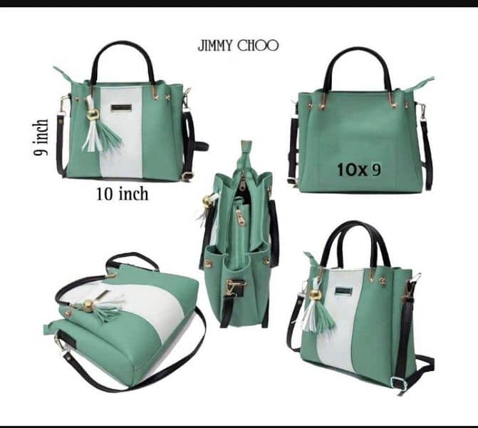 chick green 5 PCs women PU leather hand bag 1