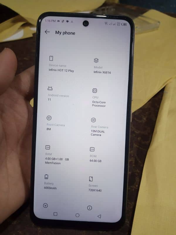 infinix hot 12 play 4gb 64 GB 6000 mah battery no falt no repair 2