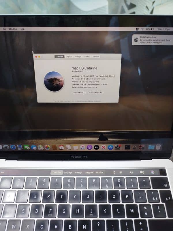 MacBookb pro 2017 space gray 16gb ram 256ssd touch bar 2