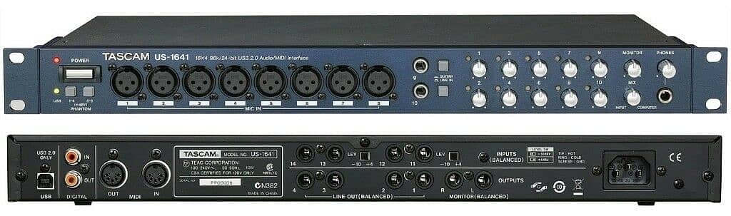 Tascam US1641 interface - Best sound card for instruments recording. 0