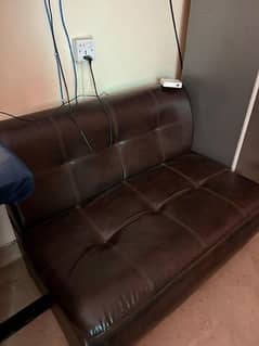 Stylish and Comfortable Brown Leatherette Sofas - Excellent condition