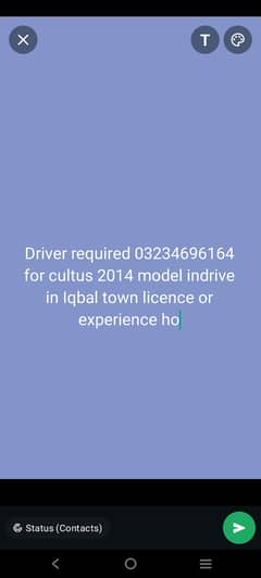 Need a driver for cultus 2014 model for indrive Iqbal town lahore