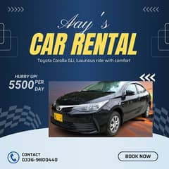 Toyota Corolla GLi on daily rent Karachi only