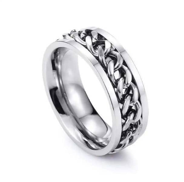 stylish silver necklace and ring two pcs men's 1