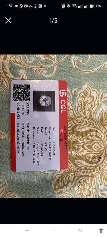 AAA quality transparent non-heated white Sri Lankan saphire