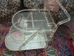 tea trolley 10 by 10 condition total glass body original hai