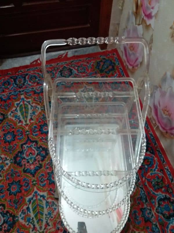 tea trolley 10 by 10 condition total glass body original hai 4