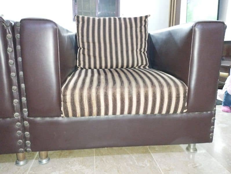 sofa set 5 seater brown 1