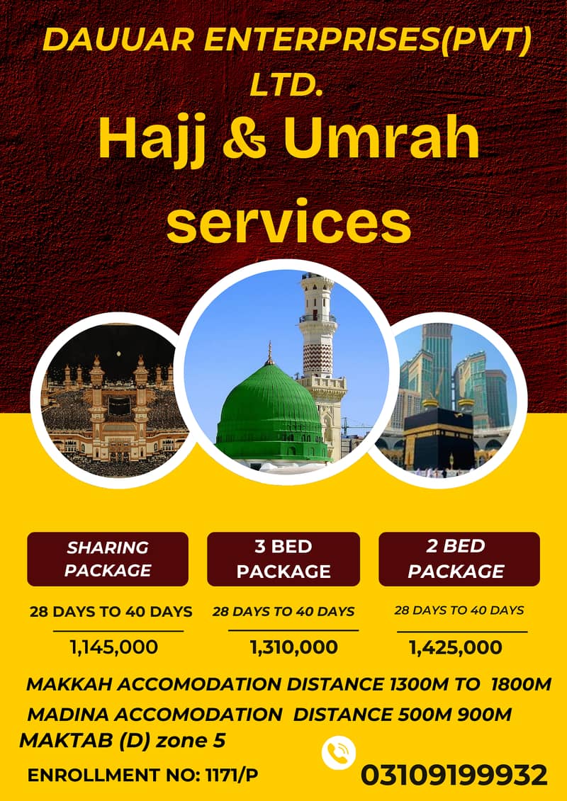 HUjj & Umrah packages, Hotel booking, Airline Tickets, Tour and Travel 0