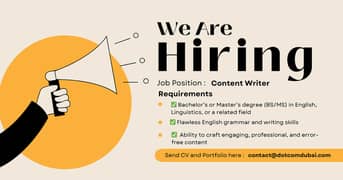 English Content Writer for Social Media (Office-Based – Kahuta City)