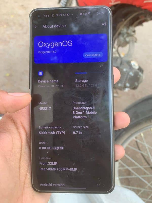 OnePlus 10pro 5G 128gb 8+4 rom back  thor sa crack ha 3