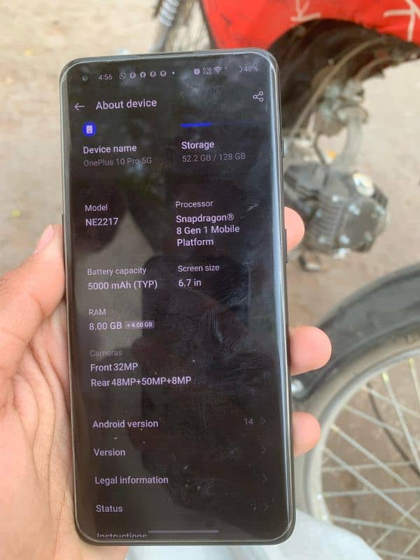 OnePlus 10pro 5G 128gb 8+4 rom back  thor sa crack ha 8