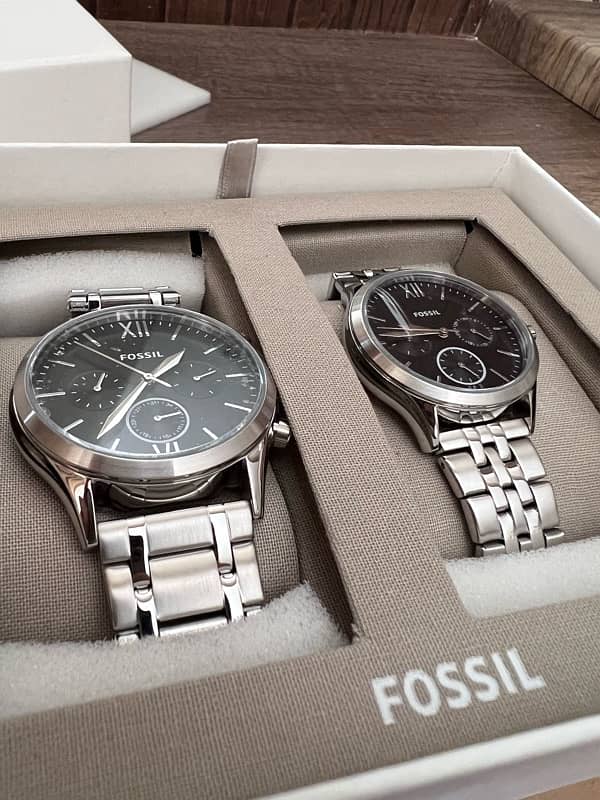 Fossil His & Her stainless steel watches 2