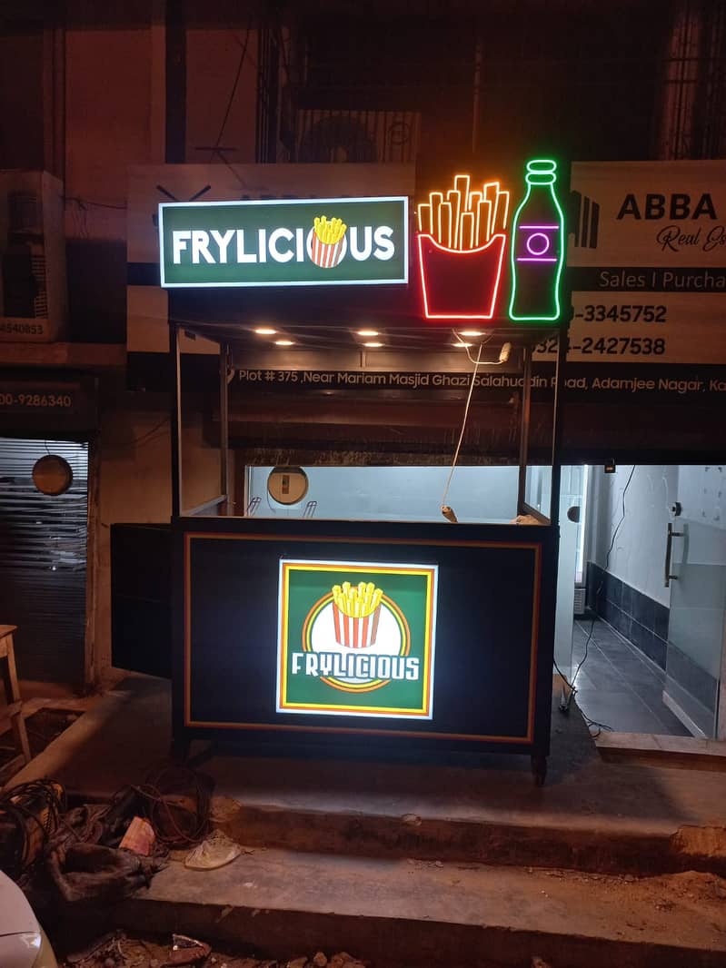 Fries stall, Soda stall, Waffle stall, Burger Stall, fries cart 2