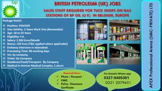 Job Opportunity – Sales Staff for BP oil Tuck Shops in Belgium