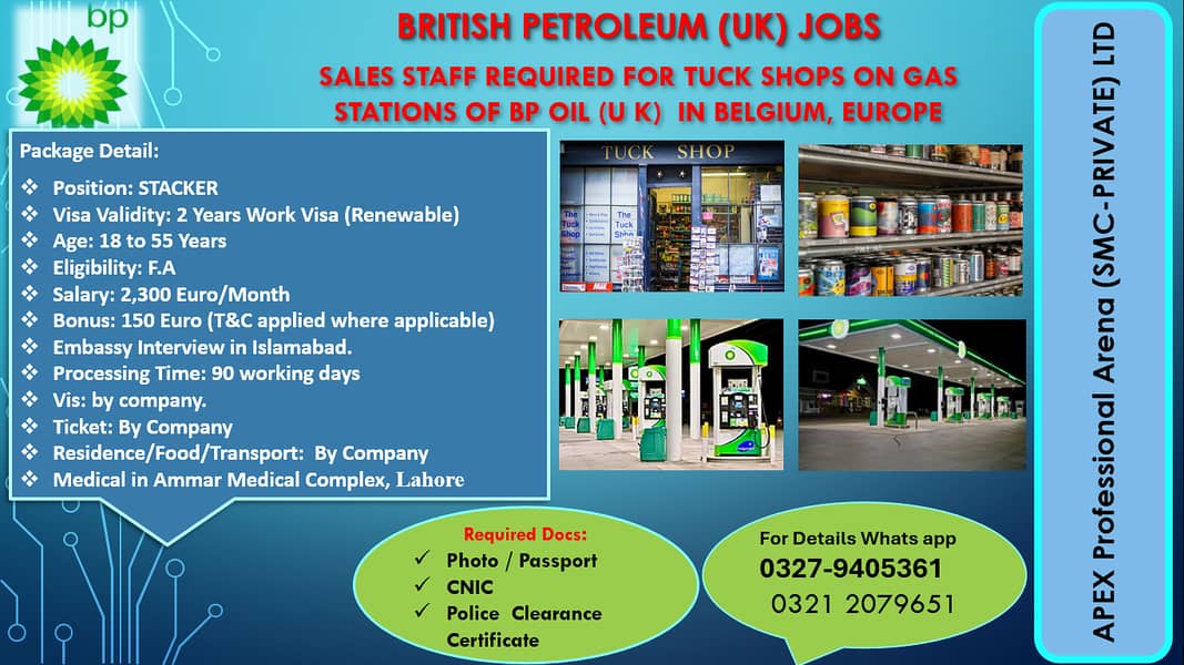 Job Opportunity – Sales Staff for BP oil Tuck Shops in Belgium 0