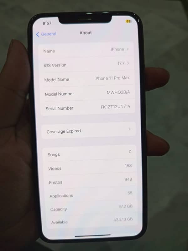 IPHONE 11 PRO MAX NON PTA ( 512 GB ) 4 MONTH SIM WORKING 3