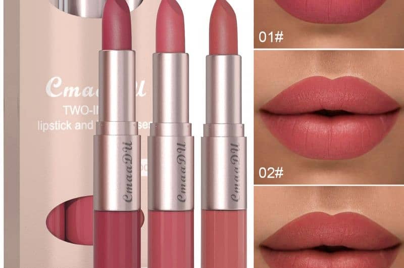 Long-Lasting 3-Color Lipstick & Lip Gloss Set 0