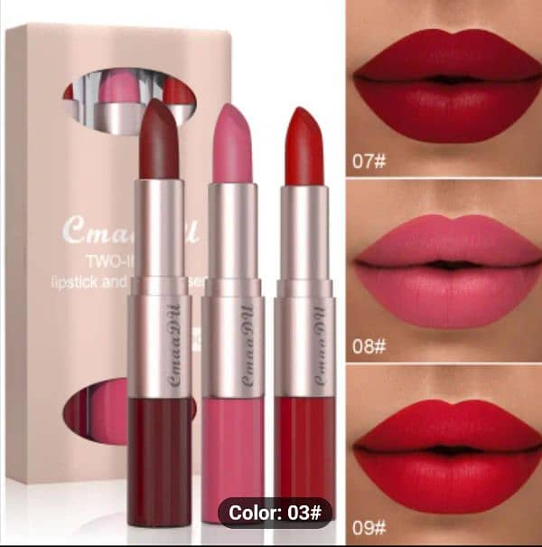 Long-Lasting 3-Color Lipstick & Lip Gloss Set 1