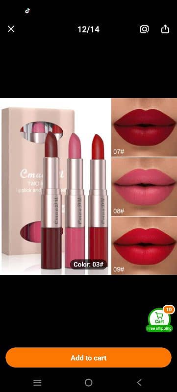 Long-Lasting 3-Color Lipstick & Lip Gloss Set 2