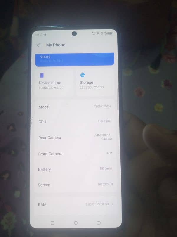Tecno Camon 20 Ram 8+8/256 10