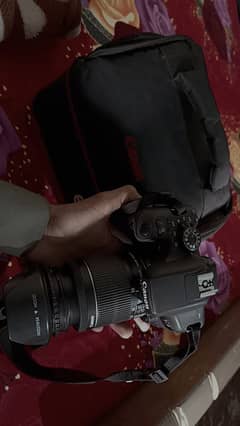 Canon 750d with lens, with camera stand, with camera bag, with belt