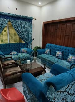 9 seater sofa set with curtain