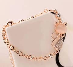 1 pcs alloy rose gold plated opal cat bracelet