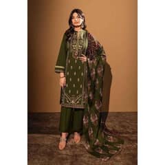 3 pcs women's unstitched embroidered suit