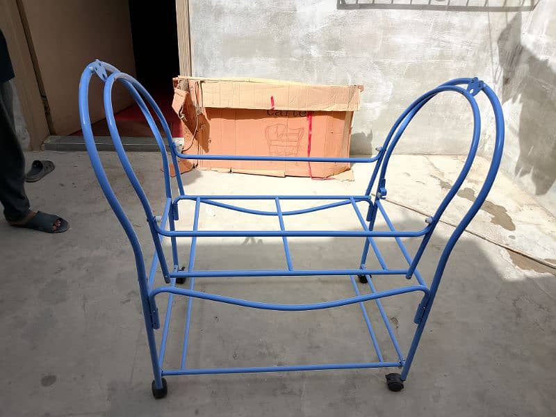 Mother care blue iron rod baby cot 3