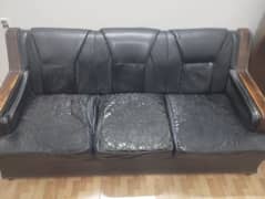 black leather sofa