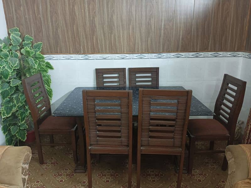 dining table glass top with six wooden chairs 1