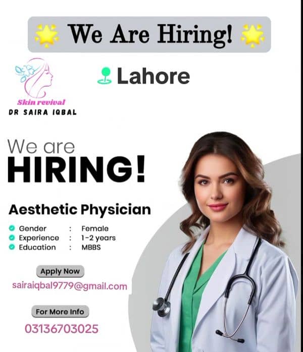 A Female Staff Nurse, Dispenser, LHV, Aesthetician Required 1