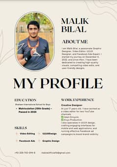 I am Malik Bilal. A Graphics Designer also (Video editor,UI/UX Design).