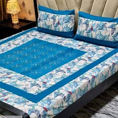 3PCS COTTON SUTTON PATCHWORK DOUBLE BEDSHEET