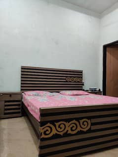 King Bed with Mattress and Side Tables