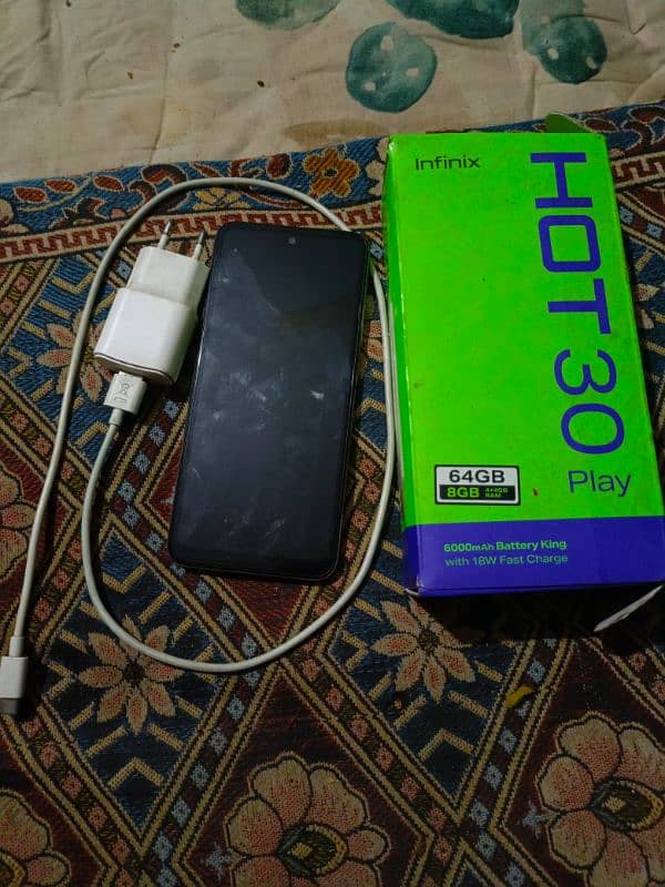 Infinix hot 30 play with box charger 0