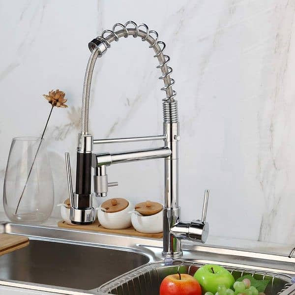 360° Pull Out Premium Kitchen Faucet in Silver | Pull Out Spray 4