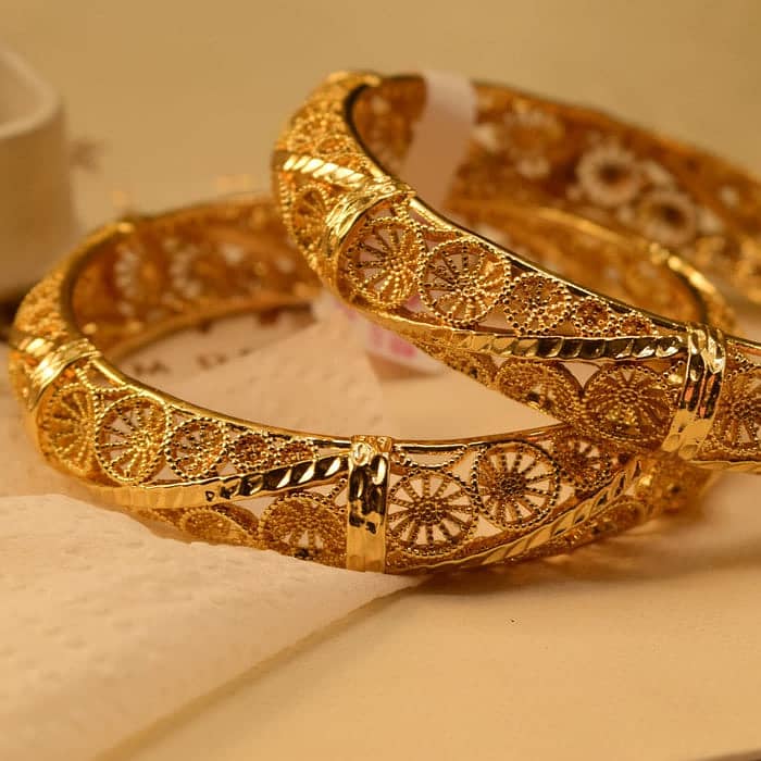 Luxury Gold-Plated Filigree Bangle Set 1