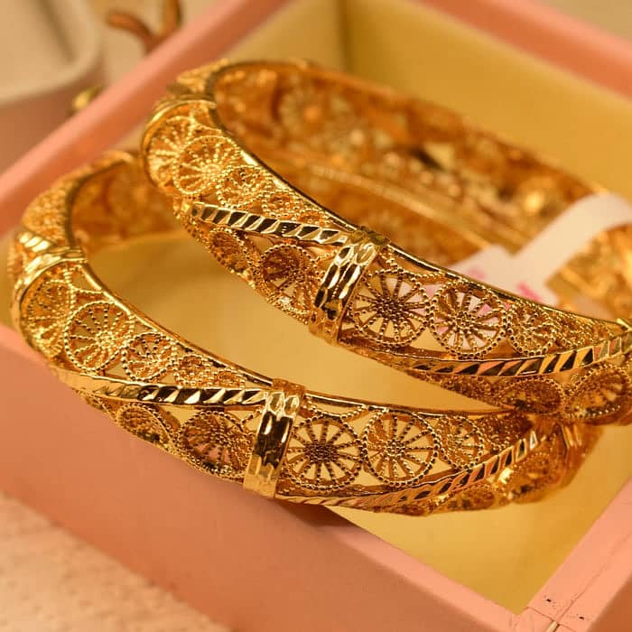 Luxury Gold-Plated Filigree Bangle Set 2