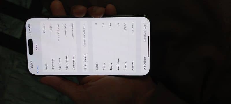 I phone 15 Pro max 256gb PTA Approved Dual sim 6