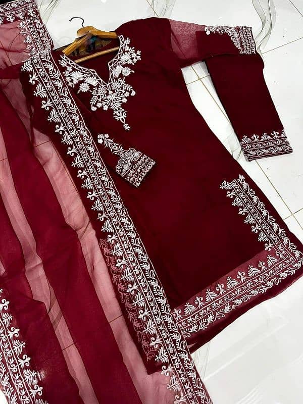 3pcs Stitched Organza Suit 2