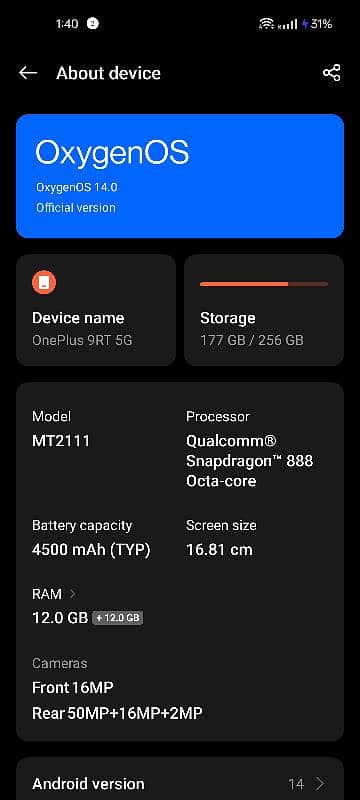 Oneplus 9rt 12/256 non pta 4