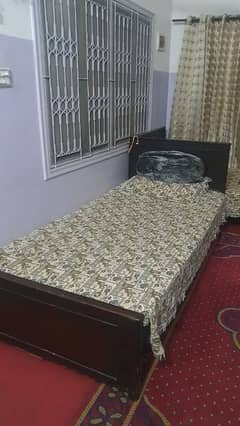 2 Single Wooden Beds with Mattresses