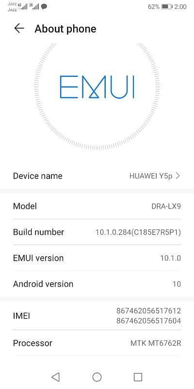 Huawei Model y5p 2Gb Ram 32Gb ROM 4