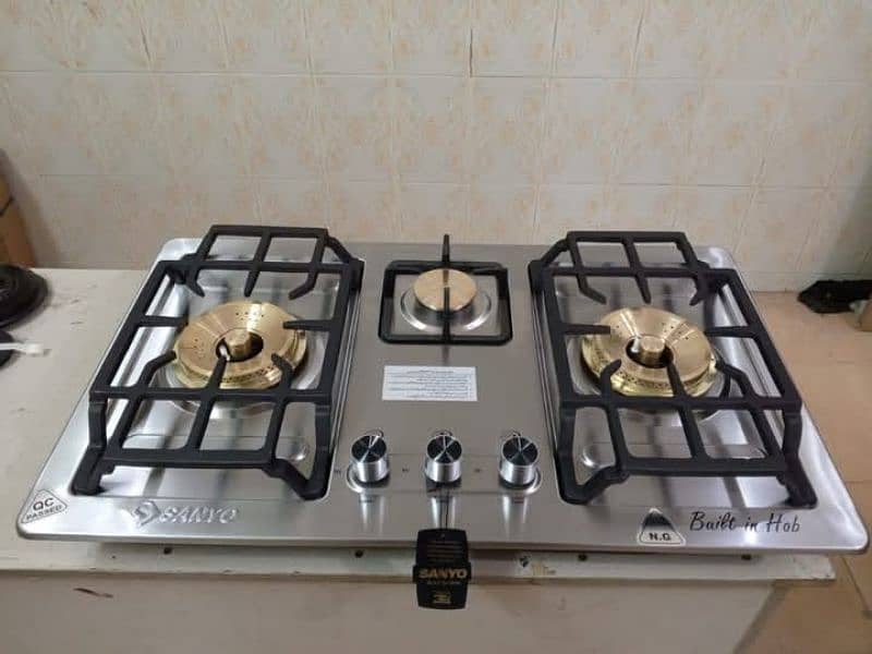 SANYO  brand three burner High Quality stainless steel top Gas hob 5